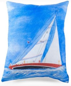 painted sailboat pillow
