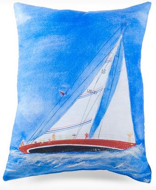 painted sailboat pillow