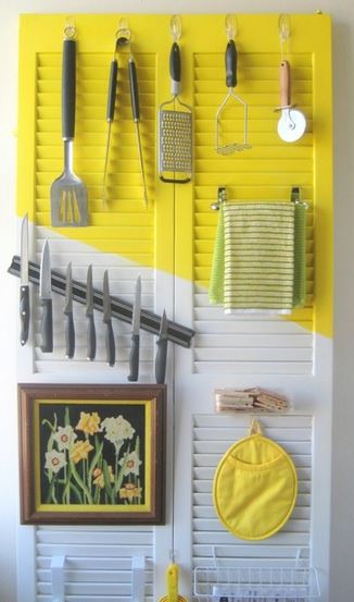 shutters as kitchen storage