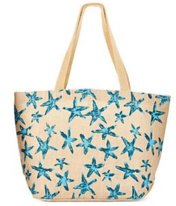 jute starfish tote bag