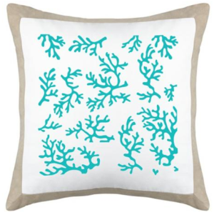 turquoise coral pillow