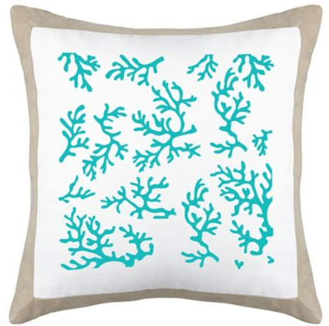 turquoise coral pillow