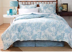 blue palm leaf comforter
